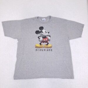 Disneyland‎ Mickey Mouse T Shirt 2X Gray Graphic Tee Vintage Touristcore